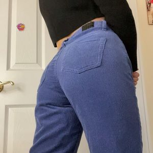BLUE CORDUROY BDG HIGH-RISE MOM JEANS!